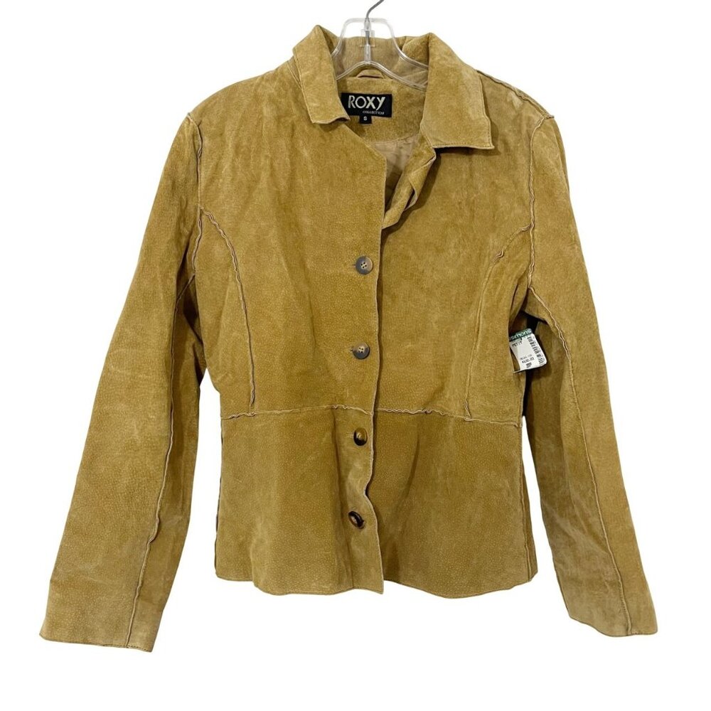 NEW Vintage Deadstock Roxy Brown Suede Leather Jacket Boho‎ Size Small